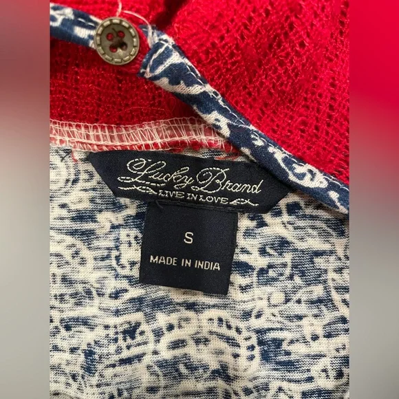 Lucky Brand Red and Blue Patterned Women's Top - Picture 2 of 3